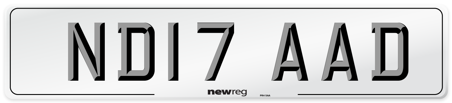ND17 AAD Number Plate from New Reg